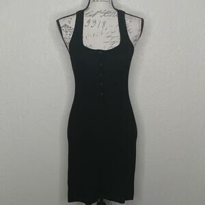 Michael Lauren Ribbed Tank Dress Black Size S
